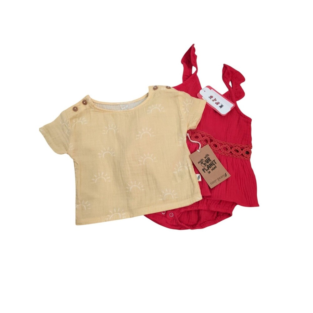 Baby Girl Cotton Bubble Romper + Top 12 Months